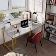 thumbnail image 3 of Homycasa Slip 47" Metal and Glass Dining Table with Metal Frame in Clear/Gold, 3 of 5