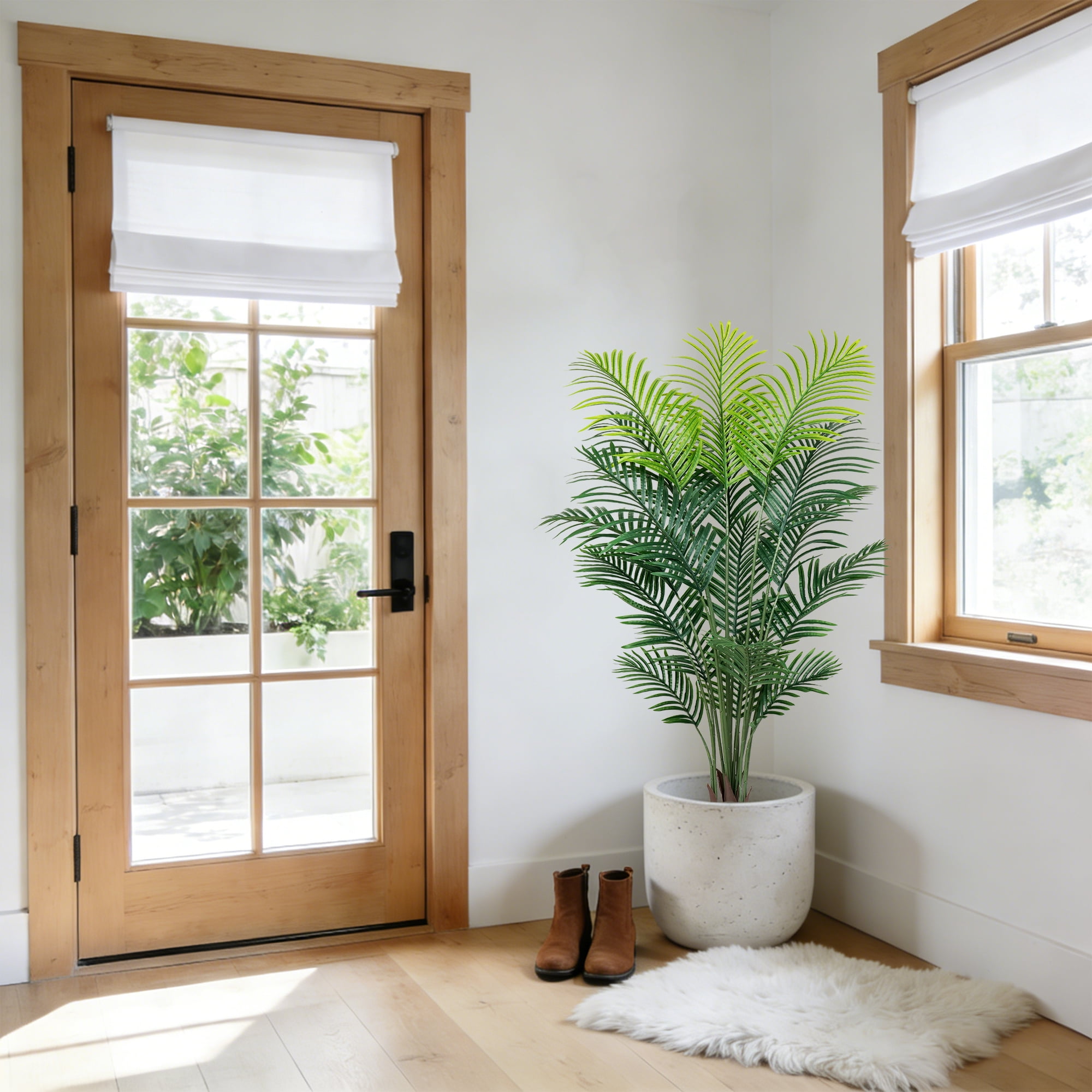 OLIVIVI Artificial Palm Tree 5FT Tall Faux Silk Plant for Home Office Decor Indoor Outdoor Fake Lifelike Potted Plant with Wood Branches 1 pack