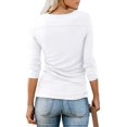 thumbnail image 2 of T-shirt Henley à Manches Courtes/longues pour Femmes, Décontracté, Basique, 2 of 2