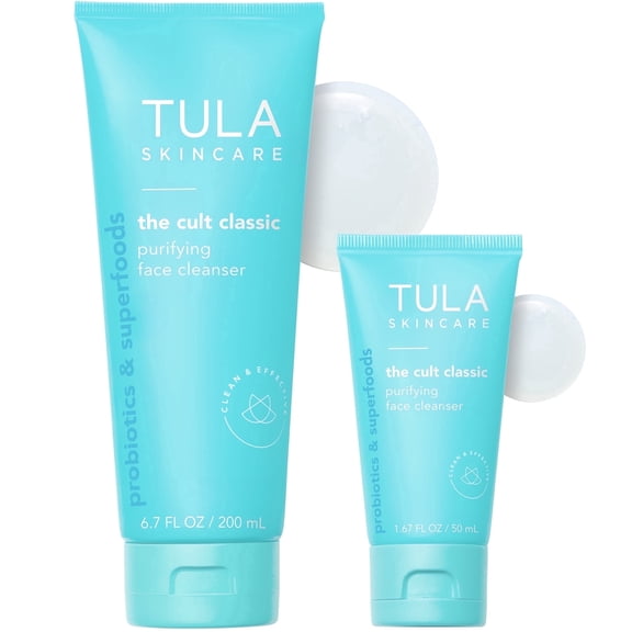 TULA Skin Care The Cult Classic Purifying Face Cleanser, Full and Travel Size Duo, Set of 2