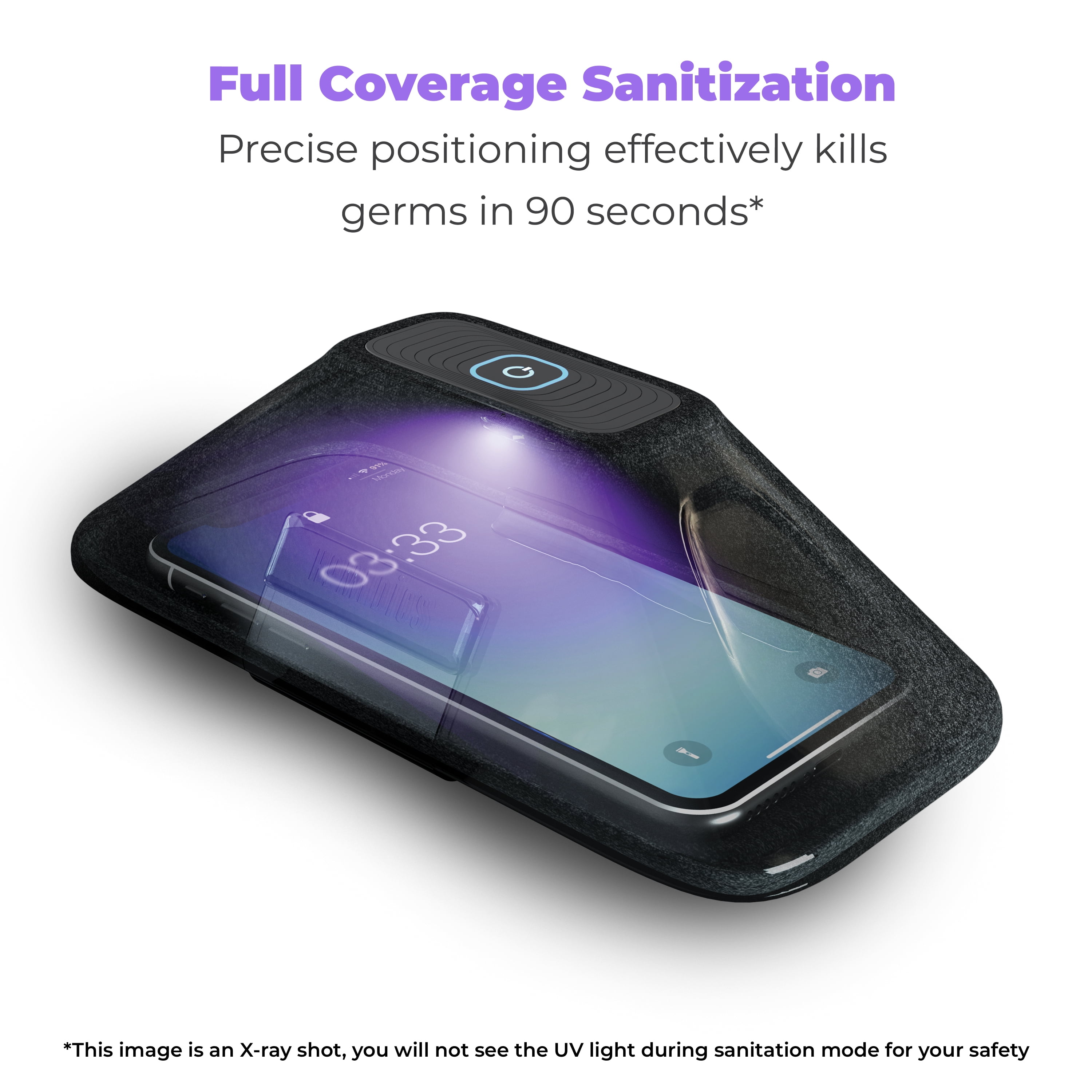 Homedics Uv Clean Portable Sanitizer Phone Case Kills Up To 99 9 Of Bacteria And Viruses At The Dna Level Chemical And Mercury Free Sterilizer For Smartphone Watch Makeup Tools Glasses Black