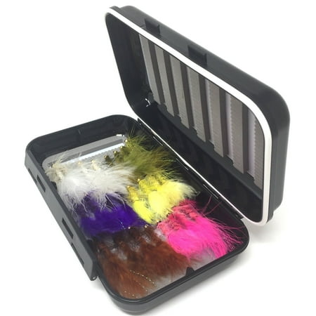 Fly Fishing Assortment - Bead Head Wooly Bugger - 24 Flies with Fly Box - 5 Color (Best Hackle For Wooly Buggers)