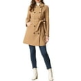 thumbnail image 2 of MODA NOVA Pea Coat for Juniors Peter Pan Collar Double Breasted Slant Pocket Button Down  Belted Winter Coats, 2 of 5