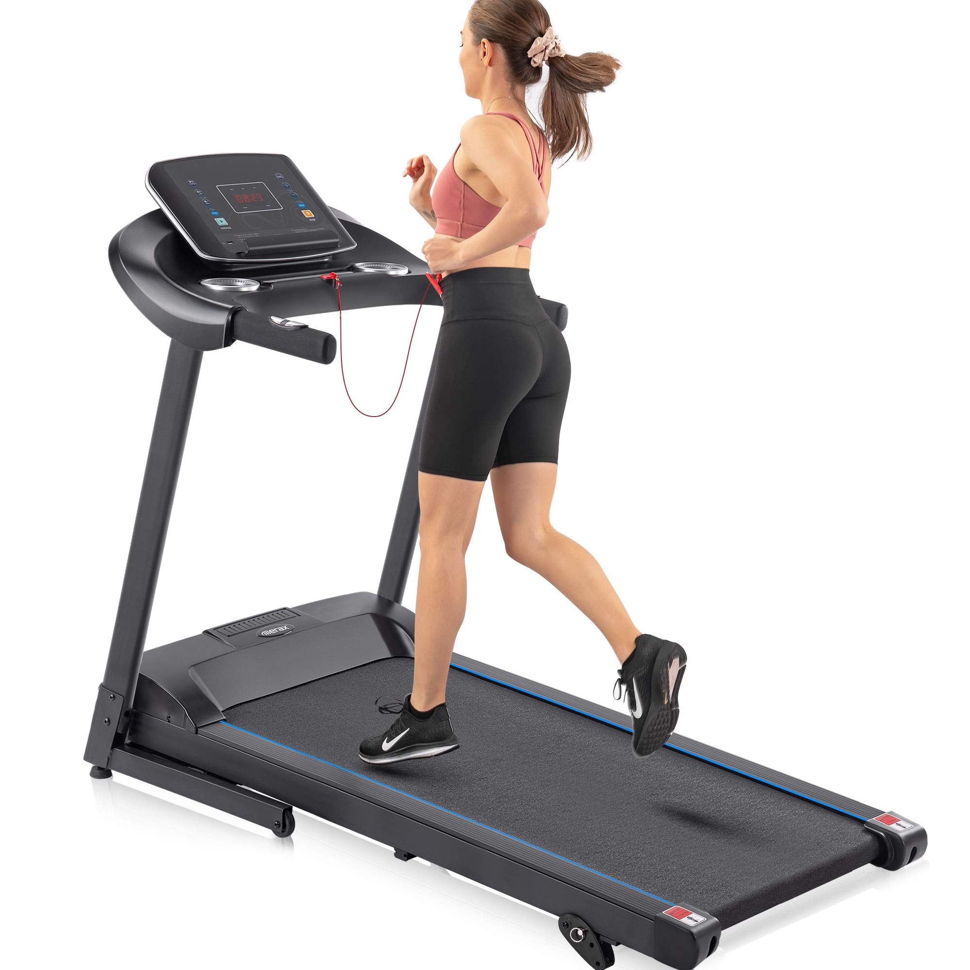 Folding Manual Walking Treadmill Machine Adjustbale Incline Sit Up Indoor Cardio 