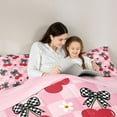 thumbnail image 4 of Feelyou Bowknot Cherry Bedding Comforter Set 7pcs, Pink Buffalo Plaid King Bedding Sets, 4 of 8