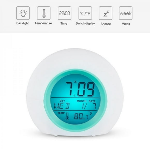 LED Électronique Bureau Numérique Minuterie Luminova Circulaire Couleur Changement Snooze Bureau Table Réveils