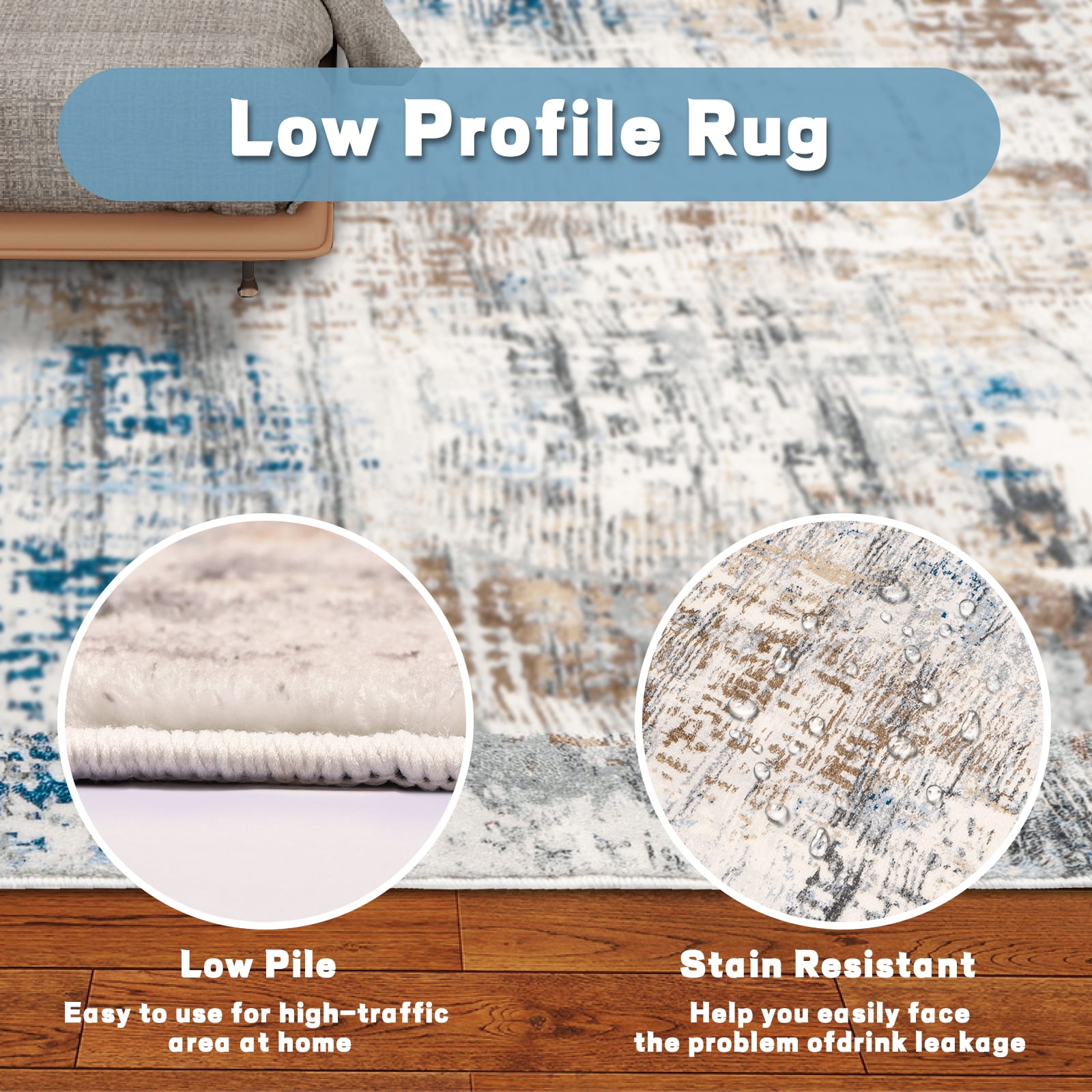 5.3x8ft Area Rug for Living Room Washable Rug for Bedroom Kitchen Dining Room Rugs Non-Slip Home Decor Carpet Faux Wool Rug Morden Art Ultra Soft Area Rug