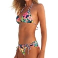 thumbnail image 2 of Women's Bikini Set Halter Neck Print Triangle Bikini Two Piece Swimsuit for Beach Vacation Summer Party,Red,L, 2 of 5