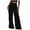 Black, variant on Women's Solid Tone Suede Button Front Straight Wide Leg Trousers for Autumn Winter Elegant Commuting Casual Wear Elastic High Waisted Straight Leg Pull On Trousers