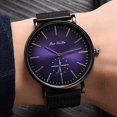 thumbnail image 2 of Reloj de pulsera de cuarzo con pantalla analógica y esfera redonda grande con correa de aleación de moda (negro + morado), 2 of 3