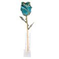 thumbnail image 2 of Rosa bañada en oro de 24 quilates Sincero decorativa con soporte azul cielo, 2 of 10