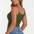 thumbnail image 4 of Womens Tank Tops U-Neck Ribbed Crop Tops for Women Stretchy Cropped Slim Camisole Tops for Women Summer Party Layering L Army Green, 4 of 4