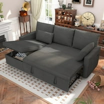 Betisef Sleeper Soft Bed,Pull Out Couch Bed with Storage Chaise,Iron Frame Soft Futon Sofa,Convertible Sleeper Couch for Living Room/Apartment/Office. (Corduroy L-Shape, Beige)