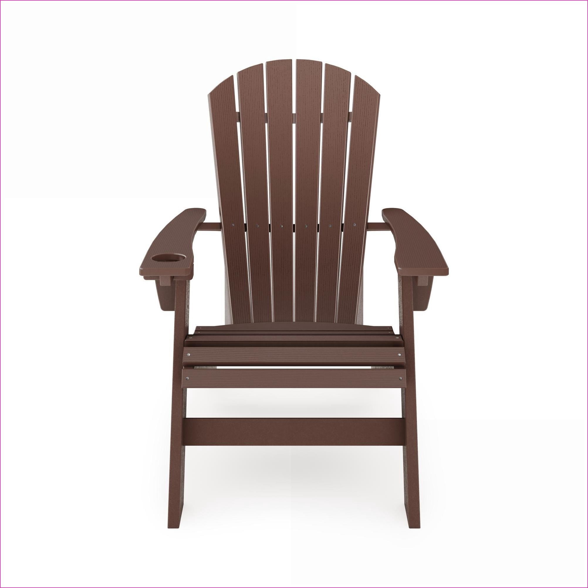 Outdoor Adirondack Chair | Traditional Curved Back Lounge for Patio, Poolside, Garden | Brown | HDPE