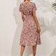 thumbnail image 5 of Vestido Casual Vestidos de playa para mujer Vestido largo bohemio con cuello en V Puffy para cóctel (Rosa S) Kuymtek para Mujer Rosa T S, 5 of 6