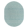 thumbnail image 3 of Unique Loom Outdoor Trellis Collection Area Rug - Tribal Trellis (7' 10" x 10' Oval Aqua/Ivory), 3 of 7
