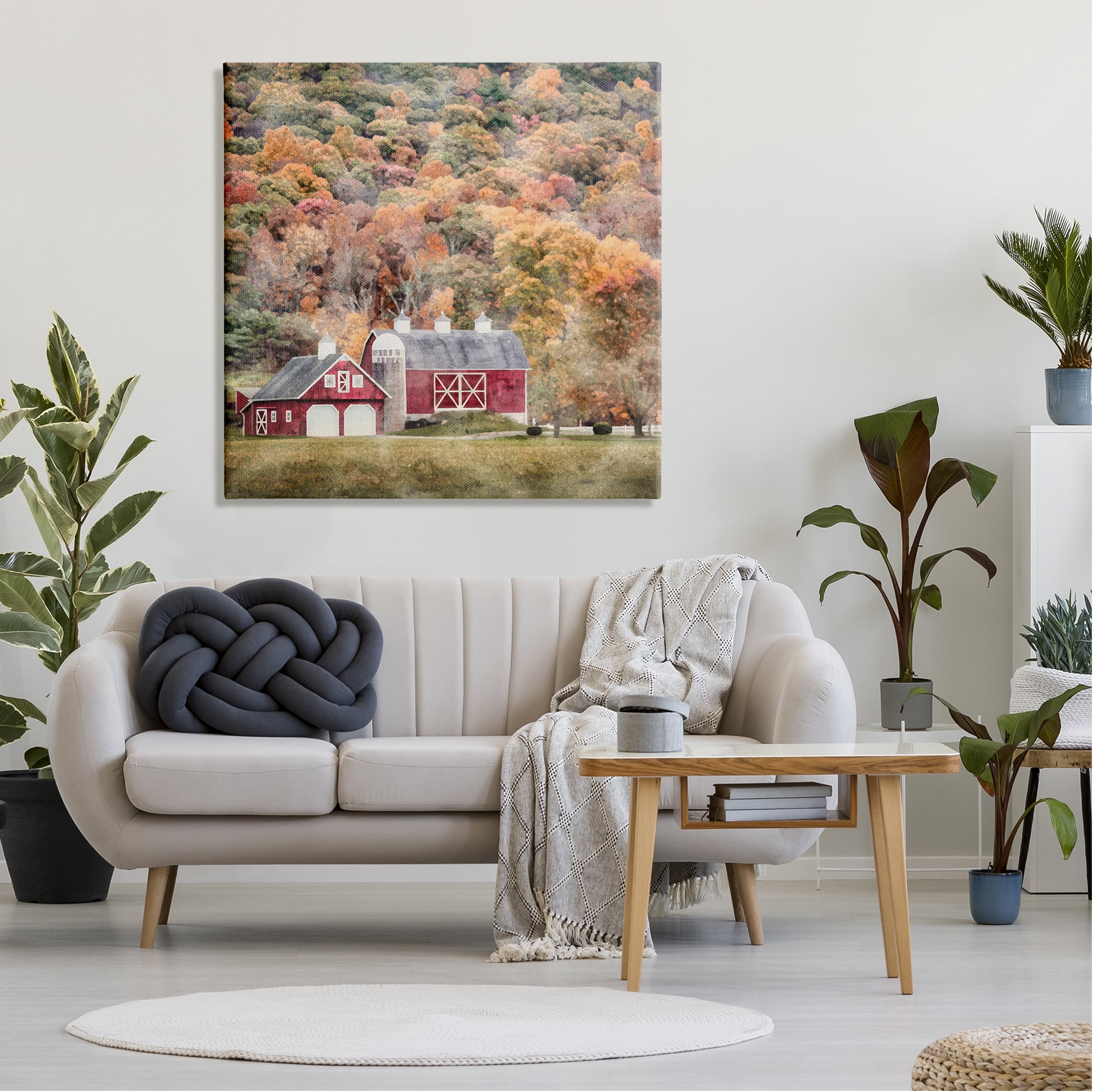Stupell Industries Barn in Autumn Scene Nature Painting Gallery Wrapped Canvas Print Wall Art, 36 x 36