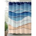 thumbnail image 2 of Fsddascl Geometric Blue Shower Curtain Set - Small 36" x 72" Bathtub Curtain with 12 Hooks, Ocean Wave Stripes Modern Abstract Beach Waterproof Fabric Stall Shower Curtains for Bathroom/Bathtub, 2 of 6
