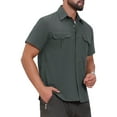 thumbnail image 4 of INSPIRE CHIC Men's Solid Cargo Shirt Two Pockets Short Sleeve Utility Shirts L Gray, 4 of 5