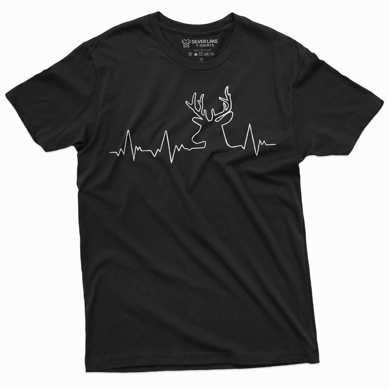 Mens Hunting Pulse T-Shirt Deer Hunt Heartbeat Camo Outdoors
