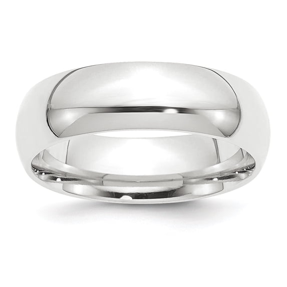 Platinum 8mm Half-Round Comfort Fit Lightweight Band - Size 12