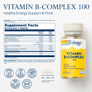 Solaray Vitamin B-Complex 100 mg, Healthy Energy, Blood Cell Formation & Nerve Impulse Transmission Support, 50 VegCaps