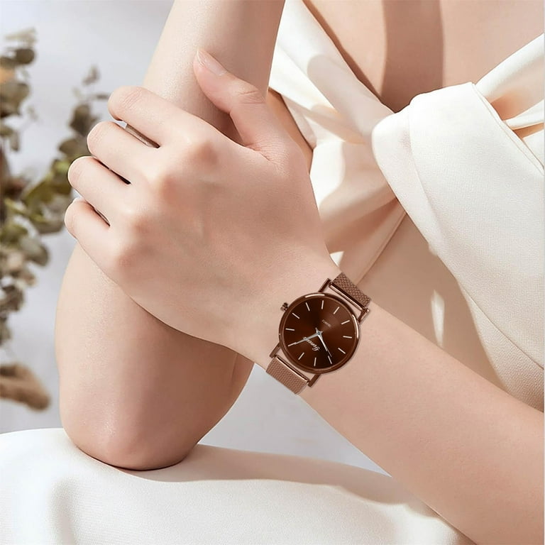 Kcodviy Luxury Temperament Ladies Belt Watch Analog Luminous Quartz Watch Camping Watch Mens Digital Watches Large Face Stretch Watches for Women 22mm