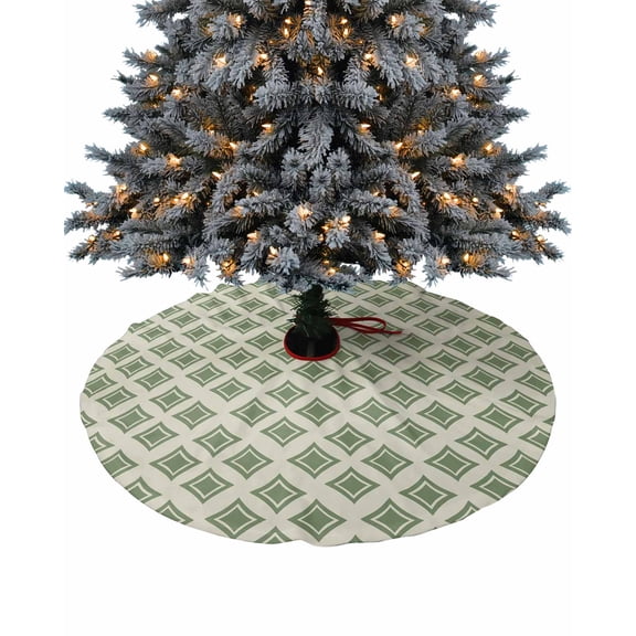 Abstract Green Christmas Tree Skirt 48 Inches Large Christmas Skirt Tree, Modern Contemporary Art Vintage Tree Skirt Christmas Decorations for Fireplace Party Holidays Indoor Outdoor