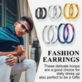 thumbnail image 4 of [Clearance] 4 Pairs Small Hoop Earrings for Men Women Colorful Stainless Steel Huggie Hoop Earring Hypoallergenic Piercing Jewelry Set 8/10/12/14/16mm Gift on Clearance, 4 of 7