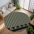 thumbnail image 3 of 8ft Round Rug, Sage Green Black Plaid Non-Skid Rubber Backing Large Area Rugs - Living Room Bedroom Home Office, Vintage Star Buffalo Check Rustic Indoor Floor Mat Carpets Washable Rug, 3 of 9