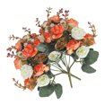 thumbnail image 3 of Artificial Rose Bouquet Simulación de tela Decoración floral Boda en casa Flor falsa, Naranja 2 Piezas kenally HA000013-03B, 3 of 6