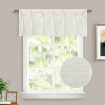 DriftAway Pinch Pleat Valance for Kitchen Window Linen Blend Solid Light Linen Valance for Living Room 16 Inch Room Darkening Farmhouse Window Treatment Back Tab 50"x16" Beige