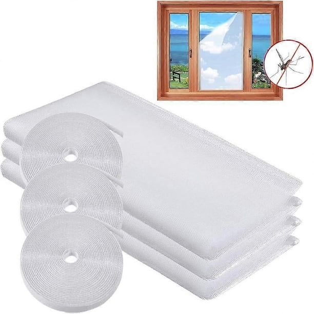 Window Screen Mosquito Netting,3 Pack Fly Screen Window DIY Self-Adhesive Insect Mesh Curtain Bug Bee Protector 51x59 Inches