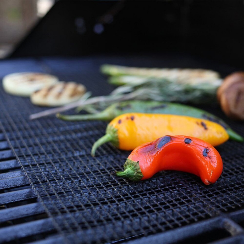 BBQ Grill Mat Reusable Barbecue Grill Mesh Mat Non-stick Kitchen Cooking Smoker BBQ Mat Grill Pad Liner BBQ Accessories B 2 Pcs - image 3 of 11