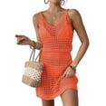 thumbnail image 3 of KPOPLK Swimsuit Coverup Summer Dresses for Women Vacation Essentials Eyelet Crew Neck Loose Twisted Dresses(Orange,XL), 3 of 9