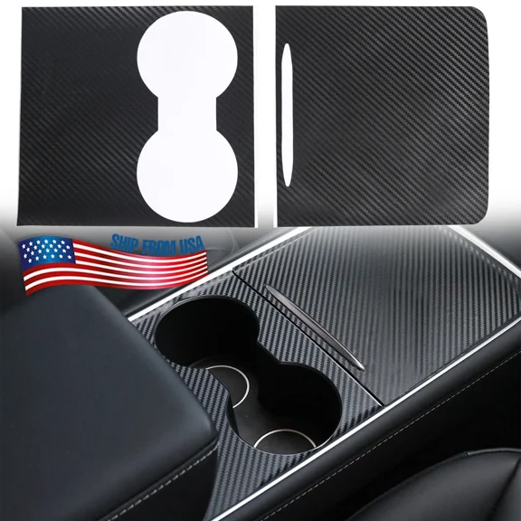 Center Console Pvc Wrap Carbon Fiber Look For Tesla Model 3 Y 2021 Accessories