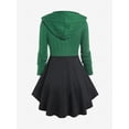 thumbnail image 2 of Rosegal Plus Size Hooded Cable Knit Colorblock 2 In 1 Top, 2 of 4