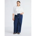 thumbnail image 2 of Free Assembly Women's Loose Fitting Wide Leg Jeans with Adjustable Tie Waist, 32" Inseam, Sizes 0-26, 2 of 6