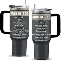 Christian Gifts, 40 Oz Man of God Tumbler with Handle & Straw, Catholic Gift, Birthday Presents for Religious Inspirational Pastor Bible Spiritual, Man of God Gifts for Men