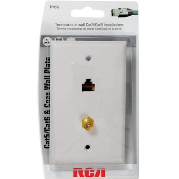 Audiovox TPH567R Coax Wall Plate, Cat5/6 - Quantity 1