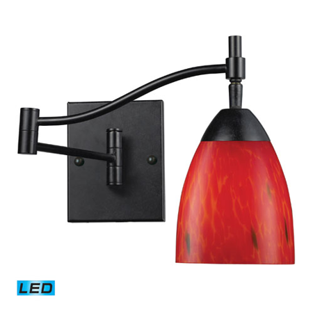 

Wall Sconces 1 Light LED With Dark Rust Finish Fire Red Glass 22 inch 13.5 Watts - World of Lamp