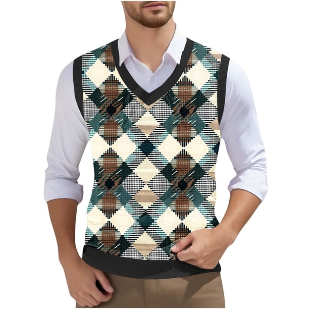 Camiseta sin mangas con cuello en V para hombre, estilo informal, con estampado vintage, permeable al trabajo y cuello en V.