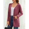 thumbnail image 3 of Fancyglim Women's Long Sleeve Cardigan Sweater Lightweight Button Down Brushed Knit Tops with Pockets Burgundy XL, 3 of 6