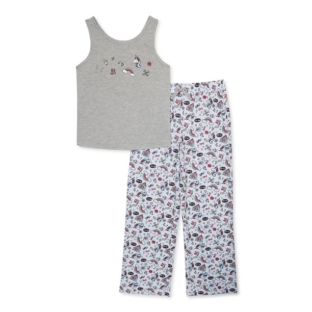 Cozy Jams Girls Tank Top and Pants Pajama Sleep Set, 2Piece, Sizes 4