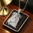 thumbnail image 5 of Zawou Full Rhinestone Alloy Jesus Christ Pendant, Large Electroplated Silver Twisted Necklace for Men and Women, Iced Out Holiday Jewelry, 5 of 6