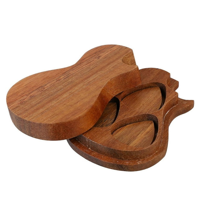 Guitar Pick Storage Box with Wood Holder for Travel 6Pcs Set