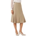 thumbnail image 4 of Falda elegante midi de línea A con cremallera lateral y cintura alta para mujer INSPIRE CHIC, talla S, color caqui, 4 of 5