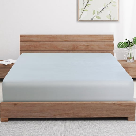 Sábana Bajera Zaizaihome Twin XL de Bambú Refrescante con Bolsillo Profundo de 41 cm