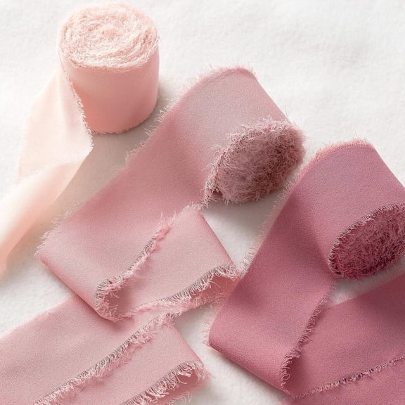 Dusty Rose Ribbons 3 Rolls Chiffon Ribbon for Valentine's Day Gift Bouquet Wrap/Bow DIY(1.77x197in) 