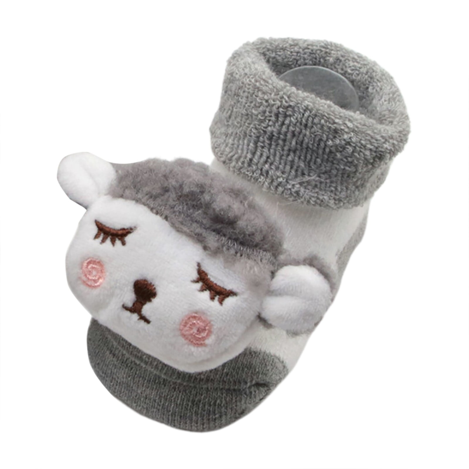 XDZJLR Baby Socks Boys And Girls Walking Cute Pattern Comfortable And Fashionable Sock Dark Gray -